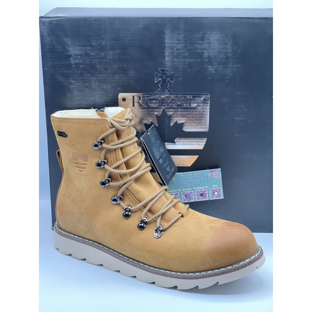 Royal Canadian Armstrong Waterproof Sheepskin Boots 11 Tan Leather NIB